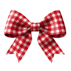 Realistic gingham checkered party gift bow decoration against a white background