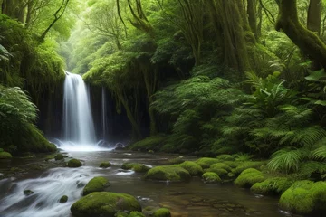 Fototapeten waterfall in the forest © achyutanand