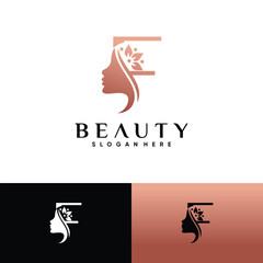 Woman face logo design for beauty salon with creative unique concept