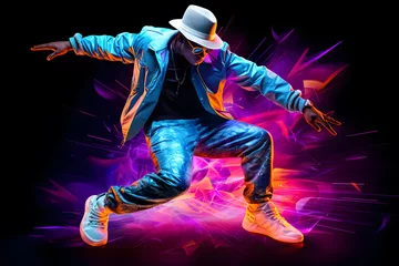 Deurstickers Hip hop dancer man © Oksana