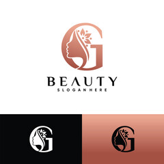 Woman face logo design for beauty salon with creative unique concept
