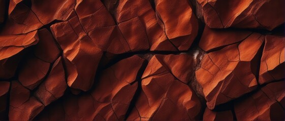 Dark red orange brown rock texture with cracks. Close-up. Rough mountain surface. Stone granite...