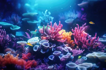 Rolgordijnen A bright underwater world with coral reefs © Julia Jones