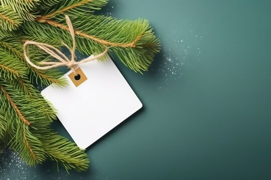 The layout of a greeting card with branches of a Christmas tree