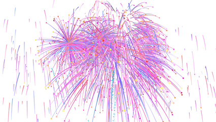 Fireworks isolated on transparent background PNG. 3D render. Holidays and congratulations concept.