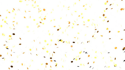 Gold shiny holiday confetti isolated on transparent background png. 3D render. Holidays concept. Element for holiday design. - obrazy, fototapety, plakaty