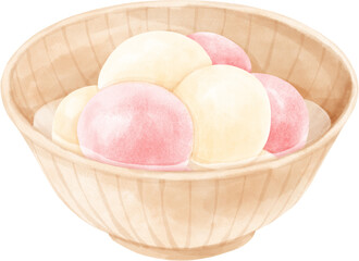 Watercolor Japanese Dessert Shiratama Dango