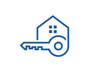 house logo design, home key simple modern symbol icon vector	