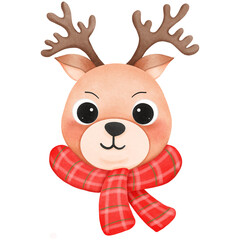 reindeer with red scarf in christmas