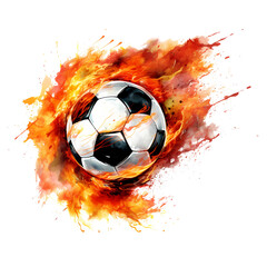 Soccer Ball On Fire Watercolor Clipart