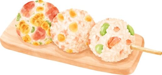 Sushi Balls Watercolor Hand painted.