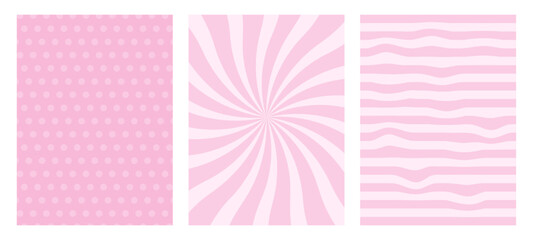 Retro pink cowgirl geometric posters set. Trendy retro background with pink geometric elements. 