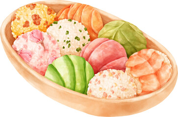 Watercolor Temari Sushi Balls