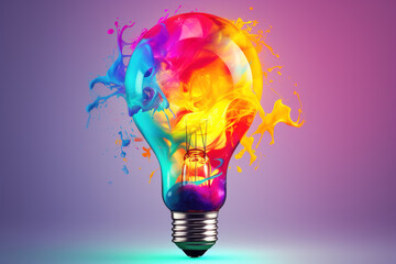 Colorful creative idea splash from lightbulb