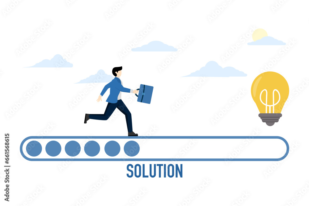 Poster solution and idea loading concept with progress bar and light bulb symbol, big idea, innovation and 