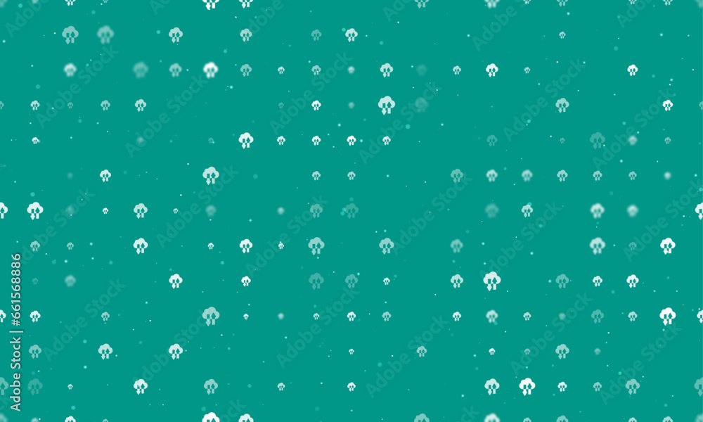 Poster seamless background pattern of evenly spaced white cloud technology symbols of different sizes and o
