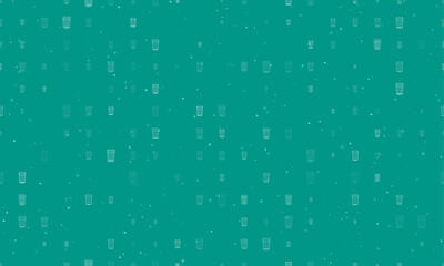 Seamless background pattern of evenly spaced white glass symbols of different sizes and opacity. Vector illustration on teal background with stars