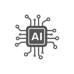 AI Processor vector icon for websites and mobile minimalistic flat design. Mini AI CPU icon in flat style. Mobile AI CPU. EPS 10