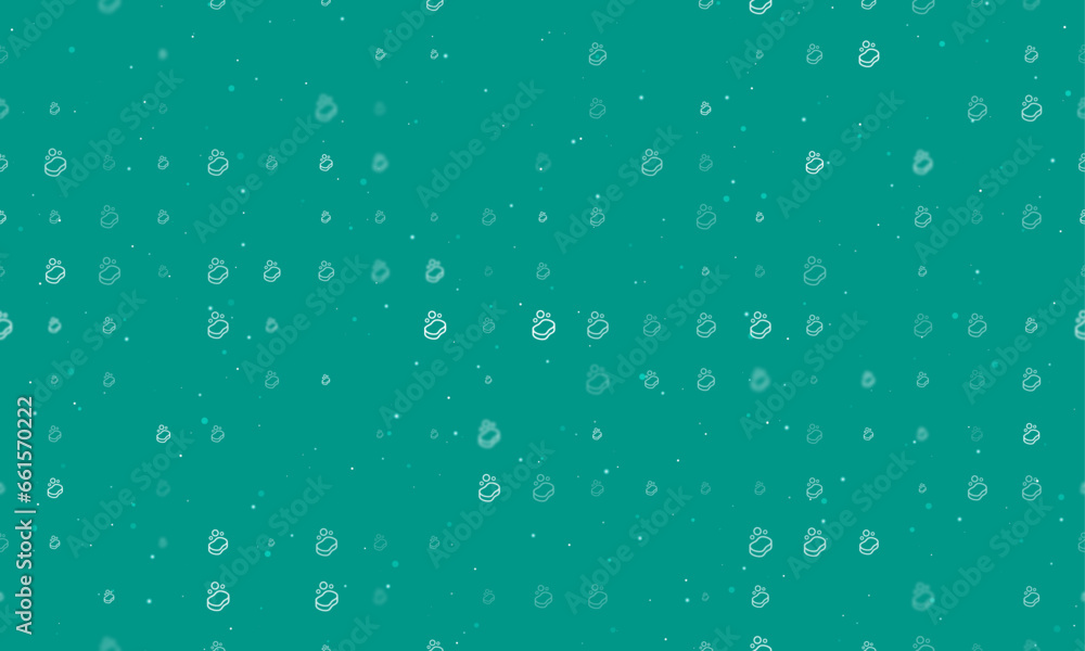 Poster seamless background pattern of evenly spaced white soap symbols of different sizes and opacity. vect