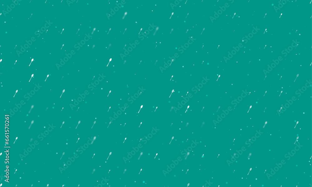 Poster Seamless background pattern of evenly spaced white spoons of different sizes and opacity. Vector illustration on teal background with stars