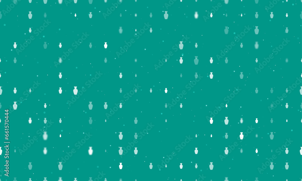 Poster seamless background pattern of evenly spaced white vases of different sizes and opacity. vector illu