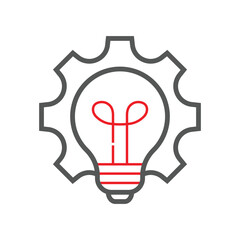 Vector innovation icon. Light bulb and cog. Premium quality graphic design element. Modern sign, linear pictogram, outline symbol, simple thin line icon. Editable Stroke. EPS 10