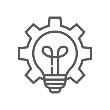 Innovation concept light bulb and cog vector icon isolated on white. EPS 10