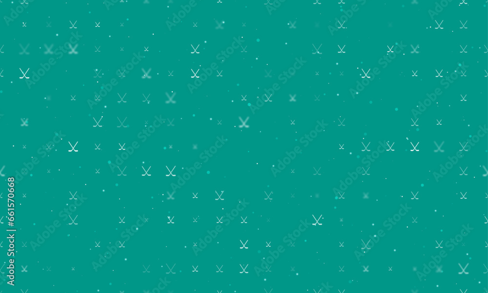 Poster seamless background pattern of evenly spaced white hockey symbols of different sizes and opacity. ve