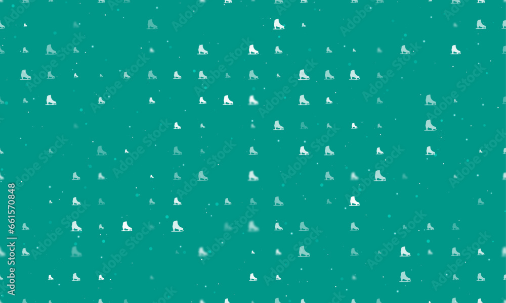 Poster seamless background pattern of evenly spaced white womens ice skates of different sizes and opacity.