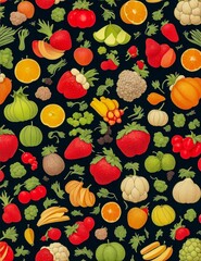 vibrant and colorful abstract texture, featuring a variety of fruits and vegetables.