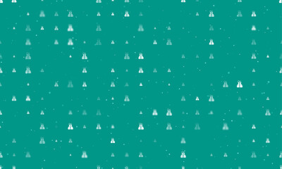 Seamless background pattern of evenly spaced white set of giftss of different sizes and opacity. Vector illustration on teal background with stars