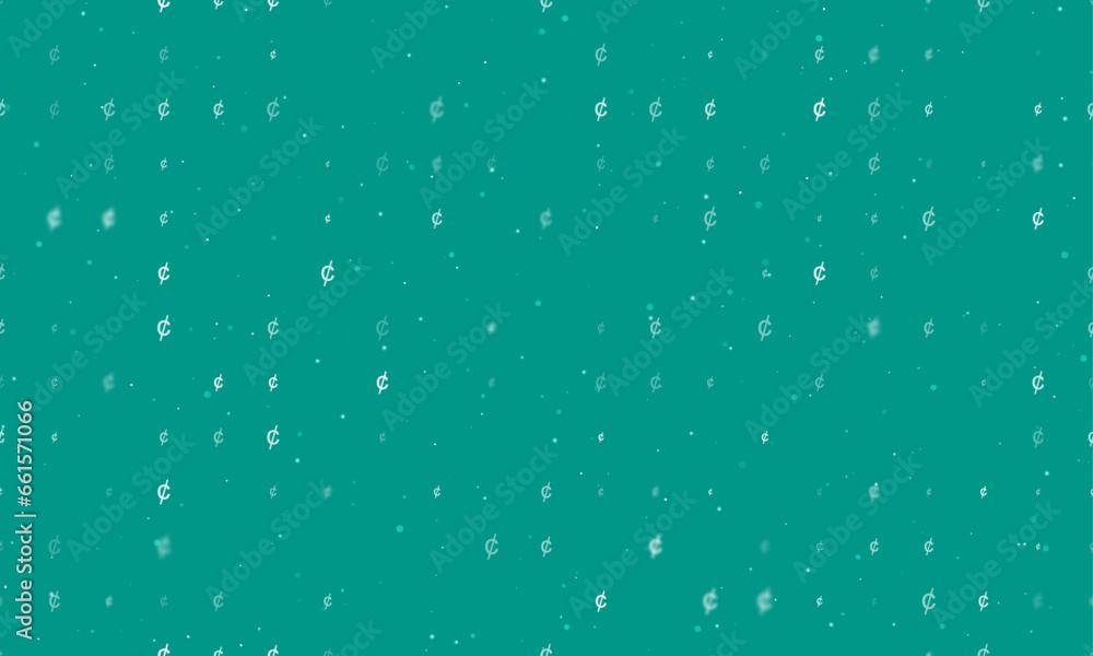 Poster seamless background pattern of evenly spaced white cent symbols of different sizes and opacity. vect