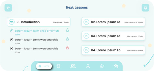 Kids Learning, English Online Classes and Child Education Game Mobile App Ui Kit Template