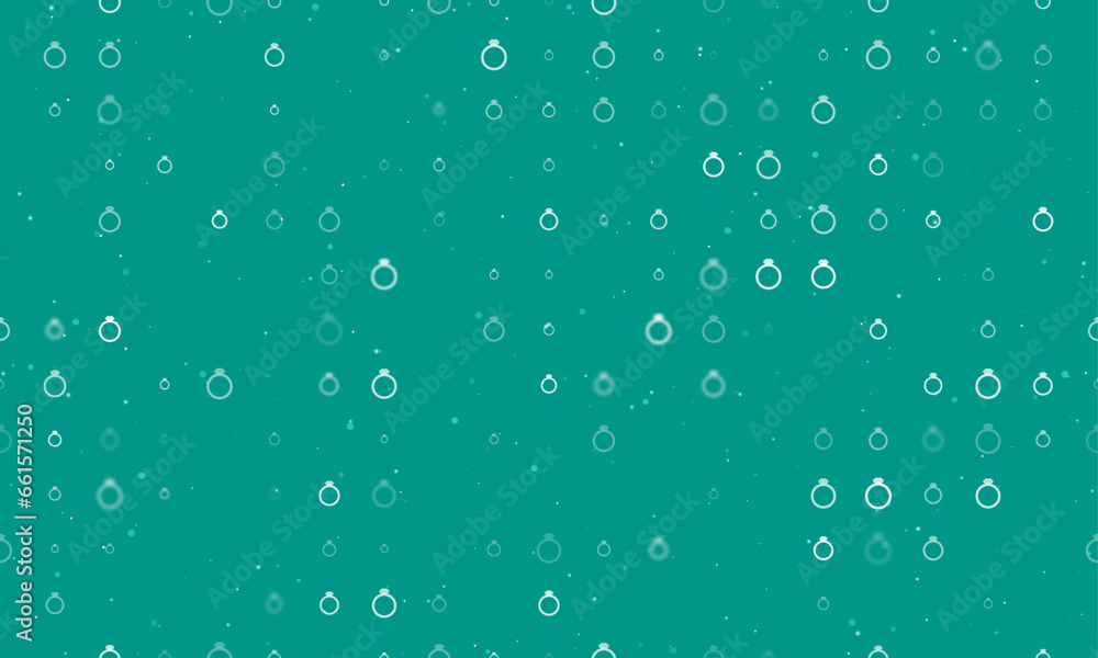 Poster seamless background pattern of evenly spaced white diamond ring symbols of different sizes and opaci