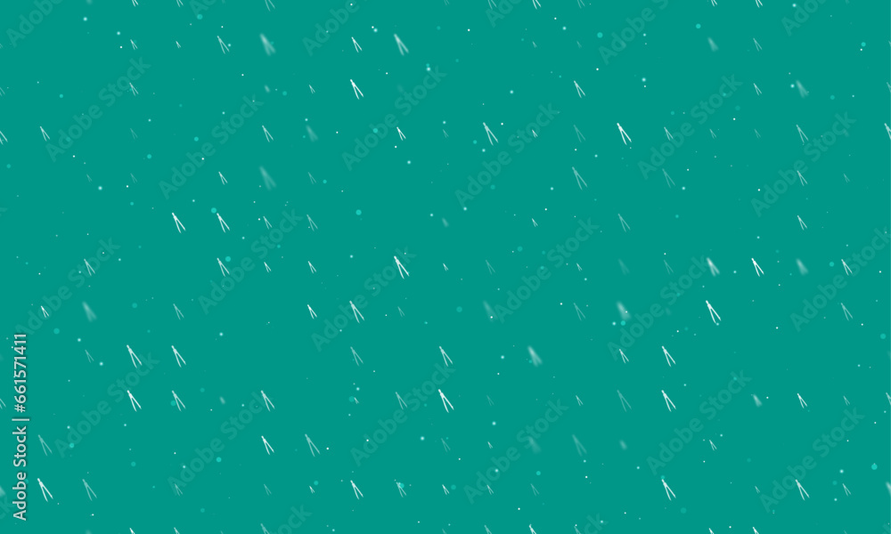Poster seamless background pattern of evenly spaced white compass dividers of different sizes and opacity. 