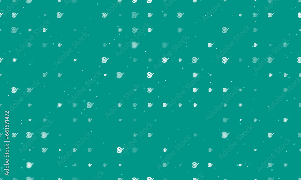 Poster seamless background pattern of evenly spaced white palette symbols of different sizes and opacity. v