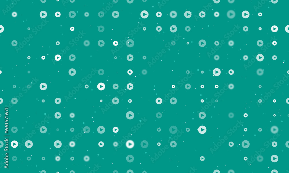 Aufkleber seamless background pattern of evenly spaced white play symbols of different sizes and opacity. vect