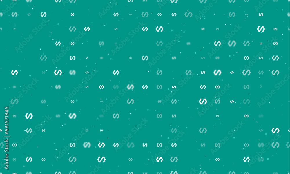 Poster seamless background pattern of evenly spaced white polymer symbols of different sizes and opacity. v