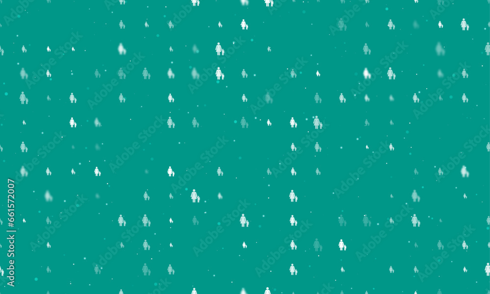 Poster seamless background pattern of evenly spaced white woman with child symbols of different sizes and o