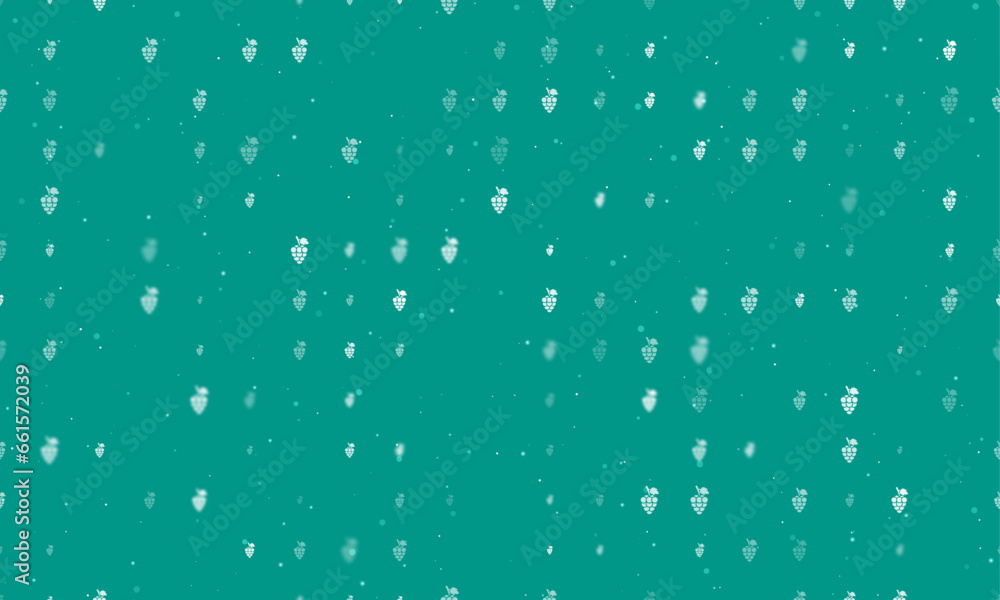 Poster seamless background pattern of evenly spaced white grapes symbols of different sizes and opacity. ve