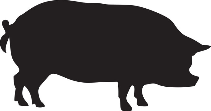 recommend clip art: Vector pig silhouette side retro vintage template. Pork animal icon background. Pig farm.