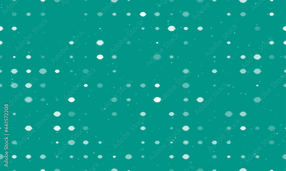 Poster seamless background pattern of evenly spaced white lemon symbols of different sizes and opacity. vec