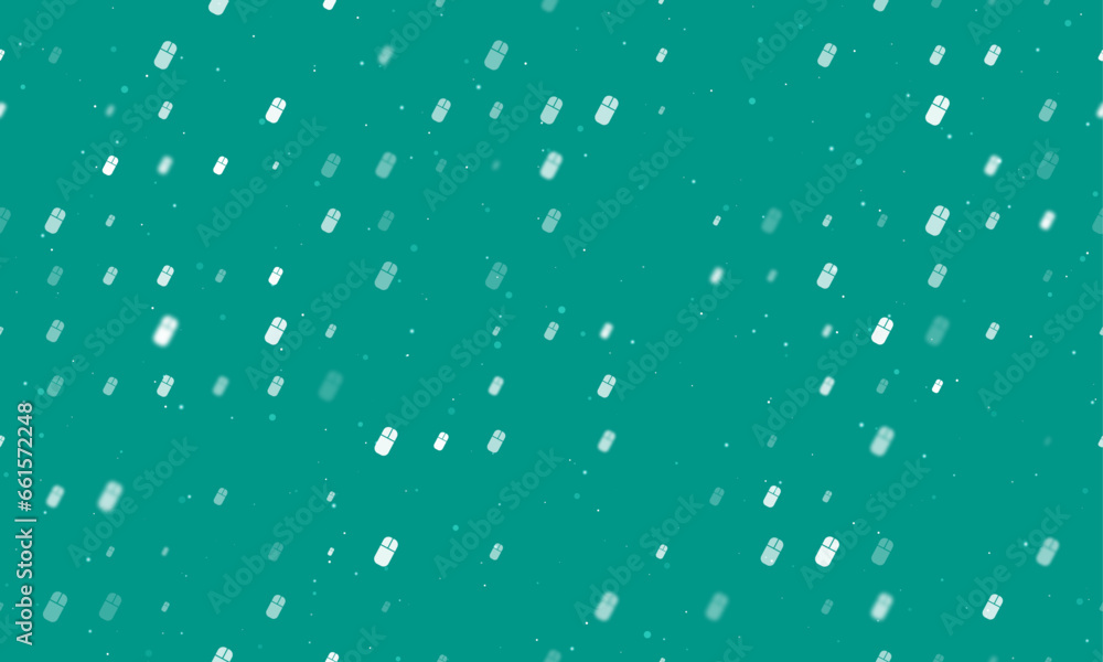 Poster seamless background pattern of evenly spaced white computer mouse symbols of different sizes and opa
