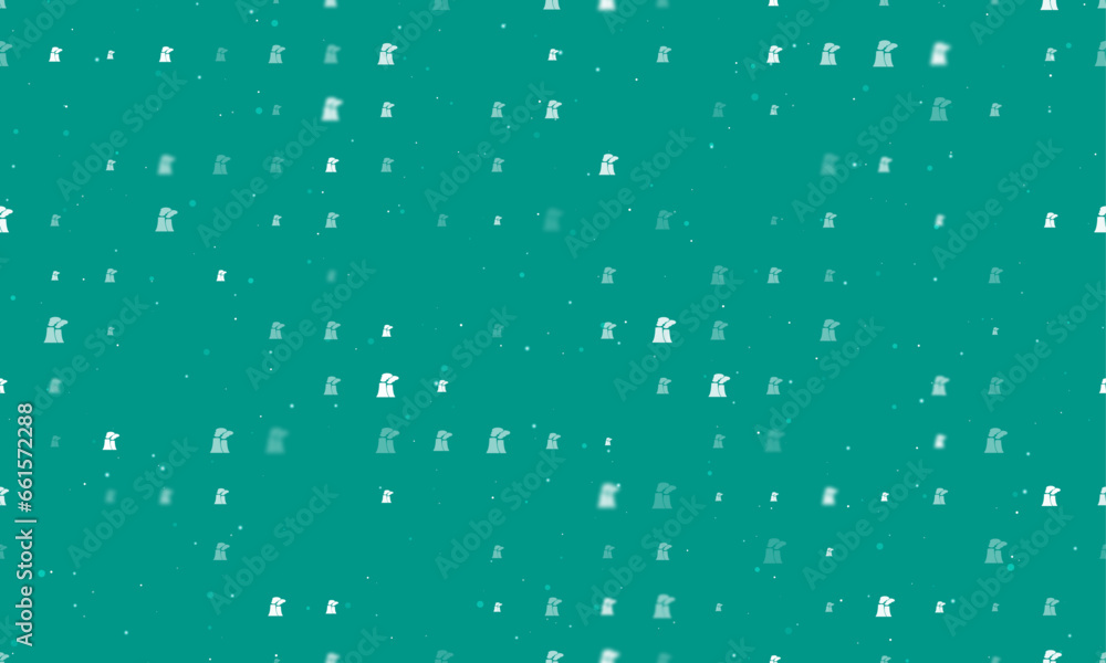 Poster seamless background pattern of evenly spaced white industrial pollution symbols of different sizes a