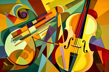 Colorful retro abstraction of musical instruments 1