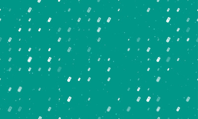Seamless background pattern of evenly spaced white computer mouse symbols of different sizes and opacity. Vector illustration on teal background with stars