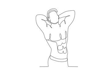 A man of a healthy body. Bodybuilding one-line drawing