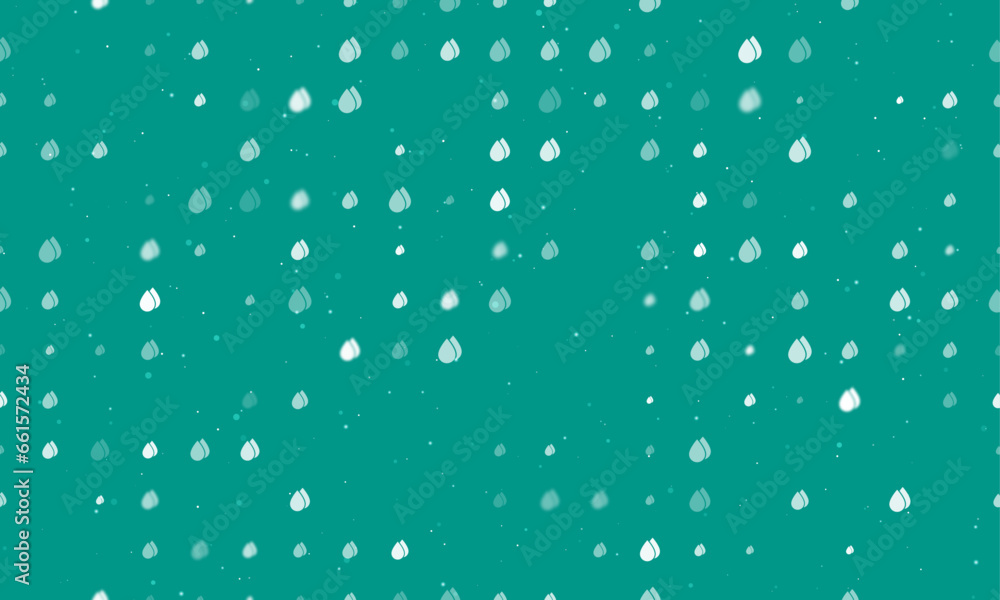 Poster seamless background pattern of evenly spaced white water drop symbols of different sizes and opacity