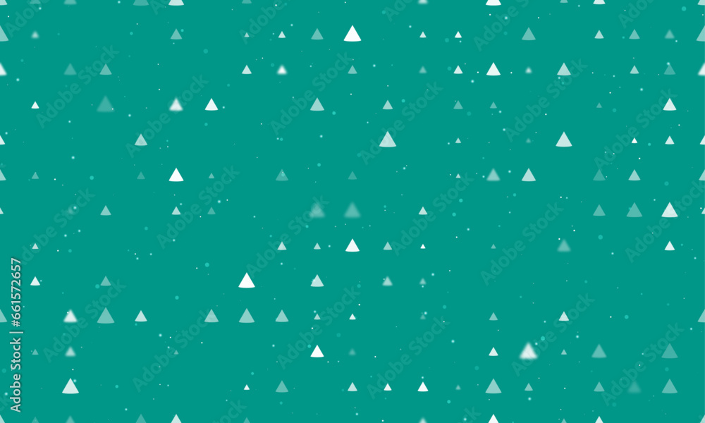 Poster seamless background pattern of evenly spaced white cone symbols of different sizes and opacity. vect