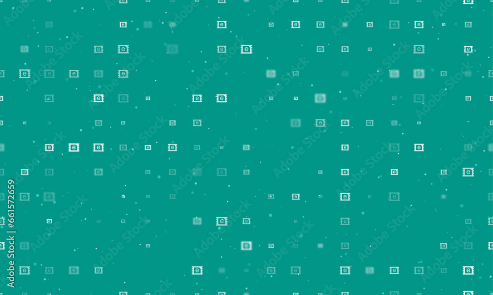 Poster seamless background pattern of evenly spaced white esim symbols of different sizes and opacity. vect